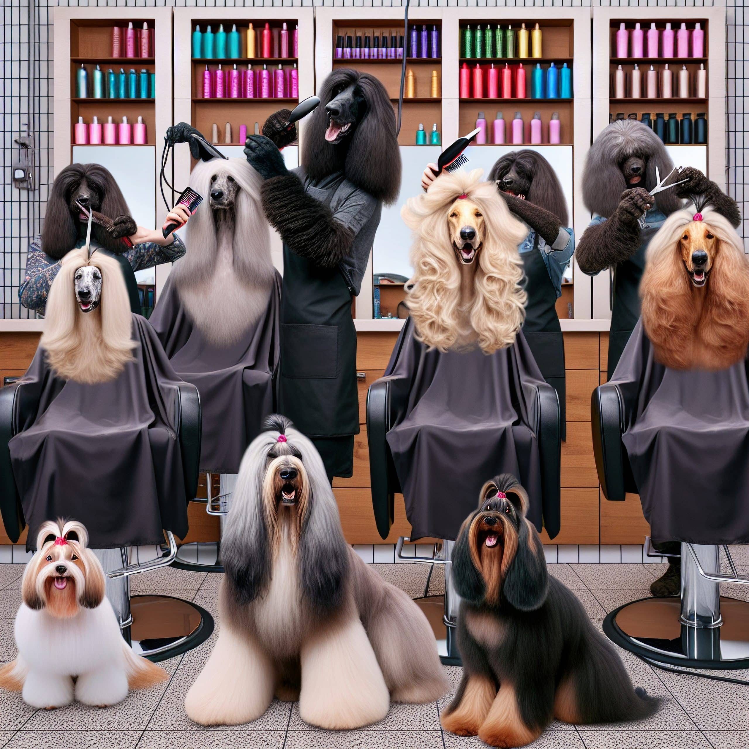 Afghan,Hounds,Make,Their,Hair,At,Hair,Salons