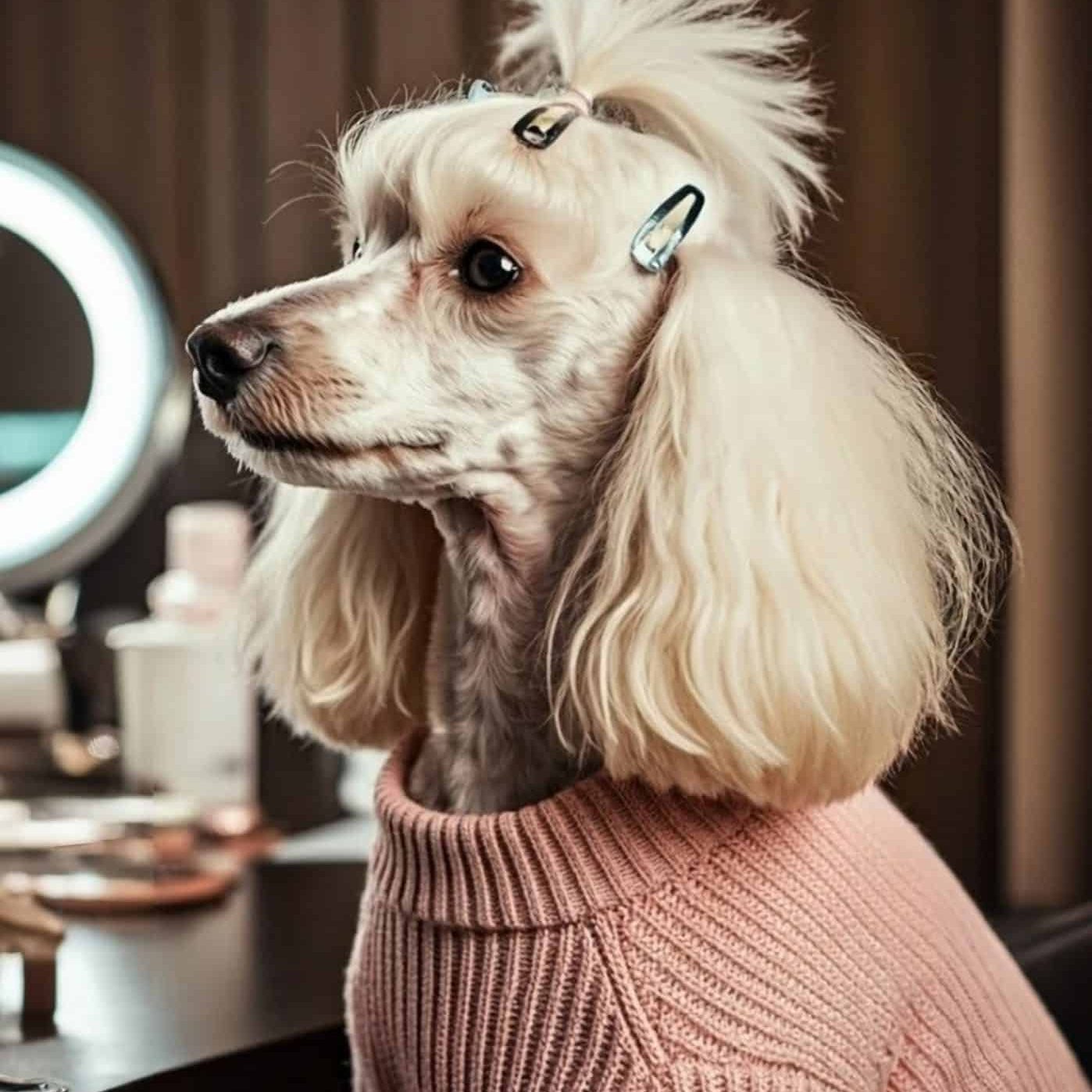 Profile,Portrait,Long-haired,Cute,White,Poodle,With,A,Lot,Clips