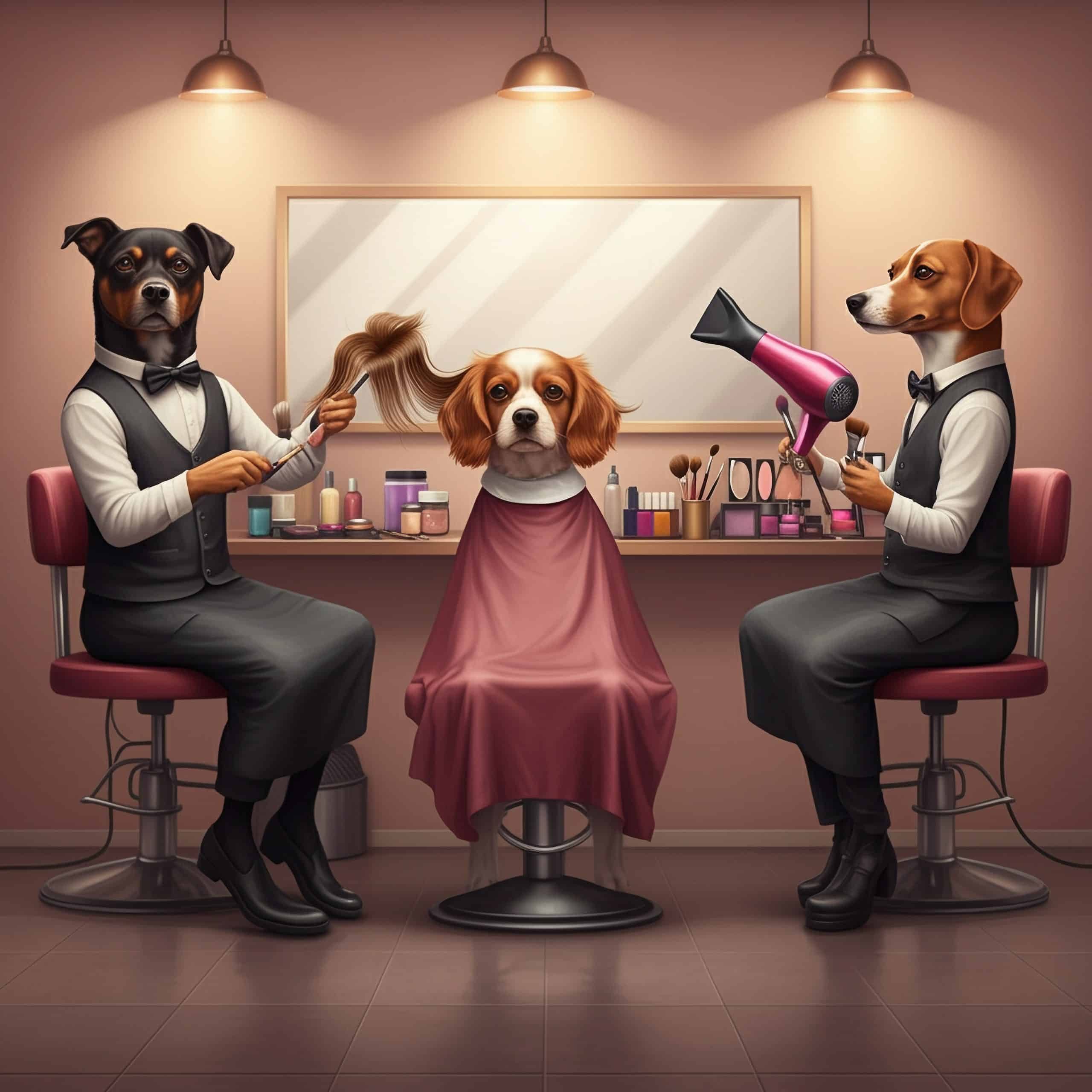 3,Dogs,In,A,Hairdresser,In,Nice,Poses.,One,Manicure,